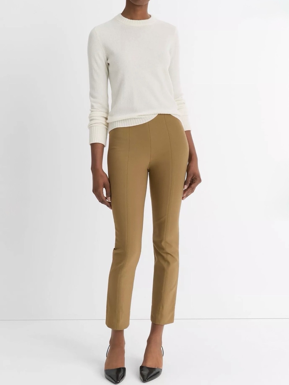 Vince Women’s Bobbi High-Rise Stitch-Seam Ponte Legging, Oak Wood, Medium